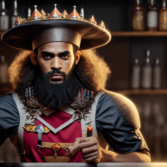 Head Chef Godfrey behind a bar